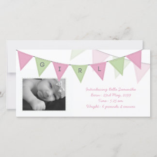 Banner-Fotokarte für Baby Girl Birth Triangle Ankündigung