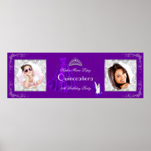 Banner Fotos hinzufügen Quinceanera-Party Lila Sil Poster