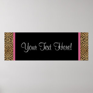 Banner für Baby-Party mit rosa Leopard Poster