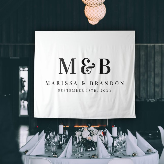Banner für benutzerdefinierte Couple Wedding Monog Wandteppich (Custom Couple Wedding Monogram Initials Banner Tapestry)