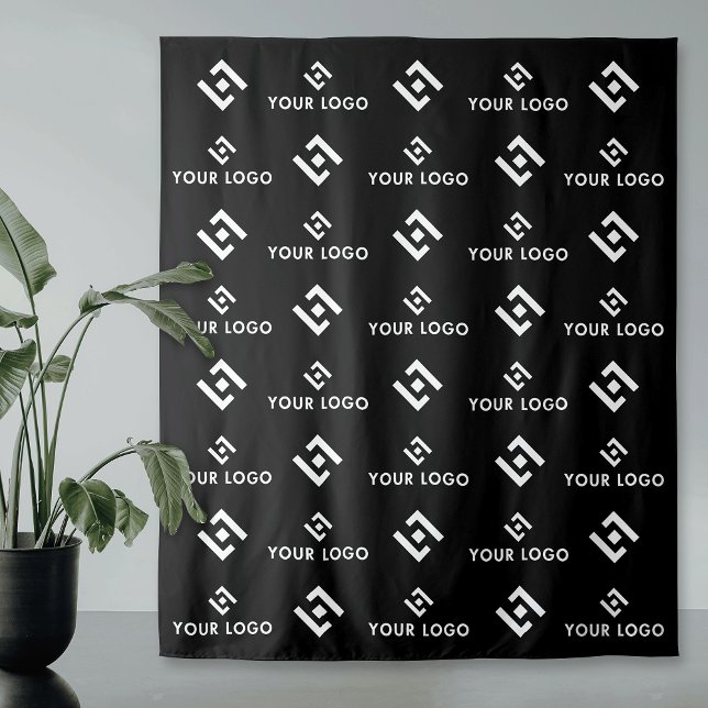 Banner für das Schwarze Business-Logo: Schritt und Wandteppich (Modern black step and repeat logo backdrop for business events)