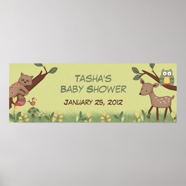 Banner für die bezauberte Forest Baby-Dusche Poster (Vorne)
