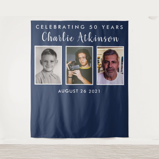 Banner für die Collage Background des 50. Fotos Wandteppich (Vorderseite)