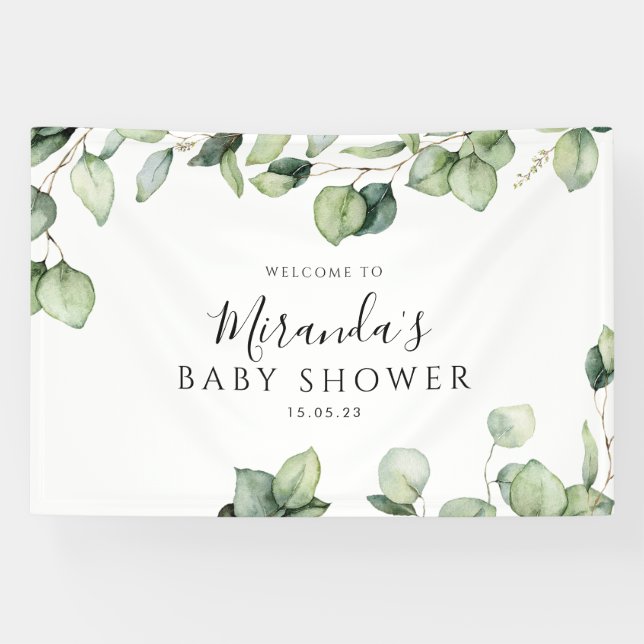 Banner für die grüne Babydusche Botanischer Hinter (Horizontal)