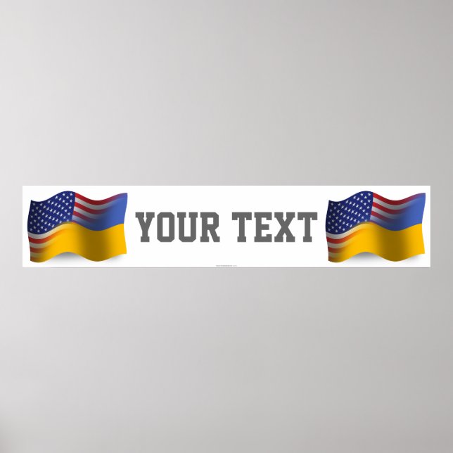 Banner für die ukrainisch-amerikanische Wave-Flagg Poster (Vorne)