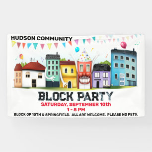 Banner für eine Blockparty im Viertel