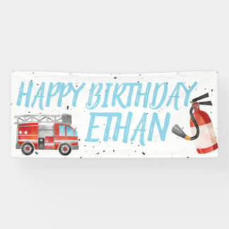 Banner für Feuerwehrfahrzeuge Geburtstagsparty - F