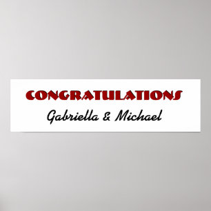 Banner für Hochzeit oder Verlobung ROT und SCHWARZ Poster