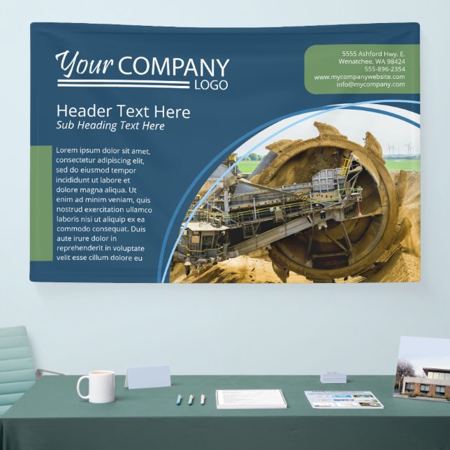 Banner für horizontale Navy Blue, Sage Green Wall- (Messe)