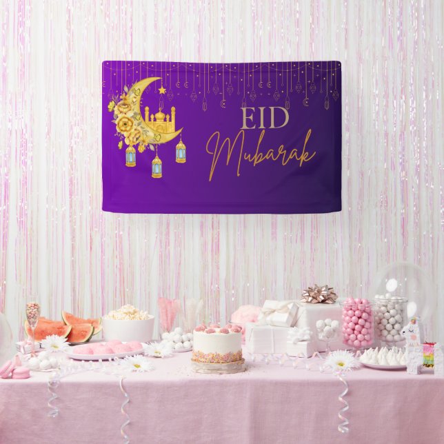 Banner für lila und Gold-Eid-Mubarak-Eid (Party)
