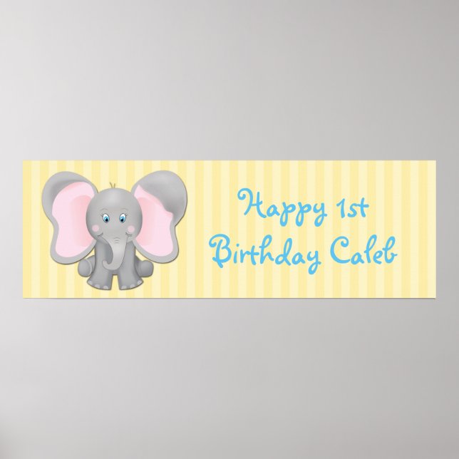Banner für niedliche Baby Elephant Geburtstag oder Poster (Vorne)