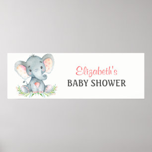 Banner für Wasserfarbenlephant Girl Baby Dusche Poster