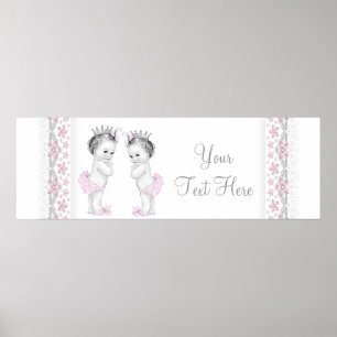 Banner für Zwillinge-Mädchen-Baby-Party Poster