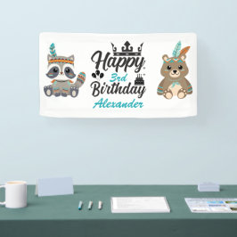 Banner "Happy Birthday" für Waldtiere