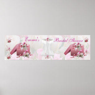 Banner Junggesellinnenabschied Weiß Rosa Floral Poster