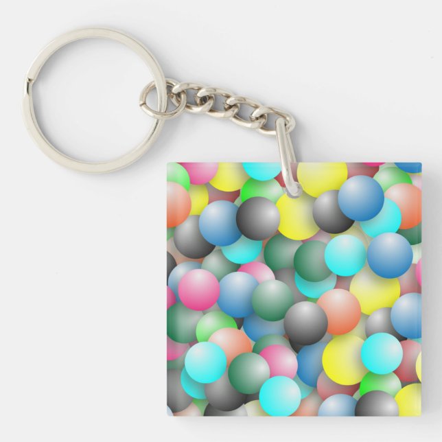 Banner mit farbigen Balloons Schlüsselanhänger (Vorderseite)