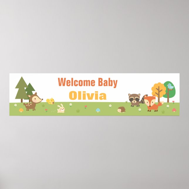 Banner "niedlich Woodland Animal Themed Baby Shoot Poster (Vorne)