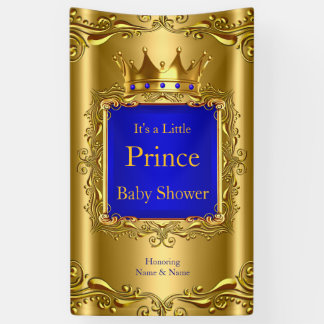Banner Prince Baby Dusche Blue Gold 2