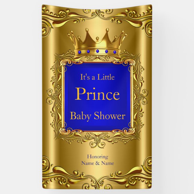 Banner Prince Baby Dusche Blue Gold 2 (Vertikal)