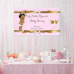 Banner Princess Baby Dusche Rosa Weiß Gold