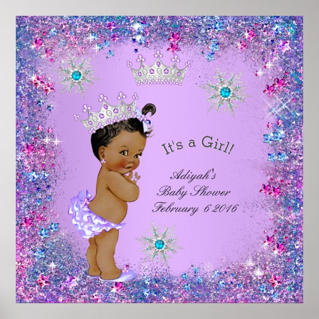 Banner Princess Baby Shower Lilac Aquamarin Pink E Poster (Vorne)