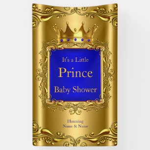 Banner Prinz Baby Shower Blau Gold 2