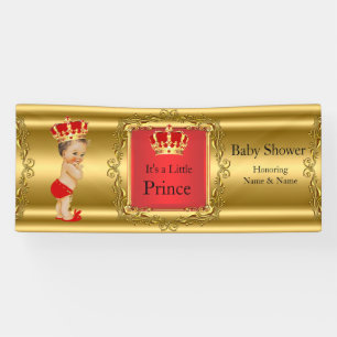 Banner Prinz Baby Shower Rot Gold Brünett Junge
