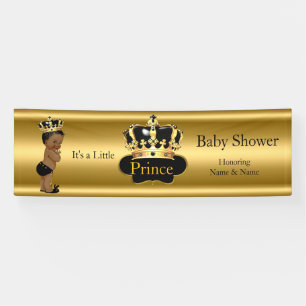 Banner Prinz Baby Shower Schwarz Gold Ethnisch