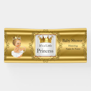 Banner Prinzessin Baby Shower Gold Weiß Blondes Mä
