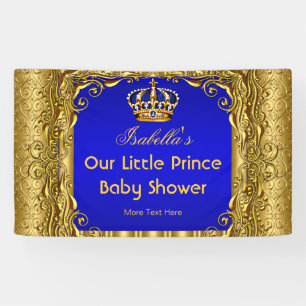 Banner Royal Prinz Baby Shower Blau Goldene Krone
