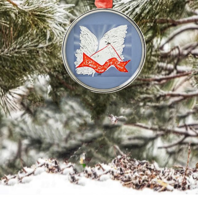 Banner Taube Ornament Aus Metall (This Banner Dove Metal Ornament, makes a lovely keepsake ornament!)