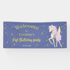 Banner willkommen zum ersten Geburtstag mit Einhor