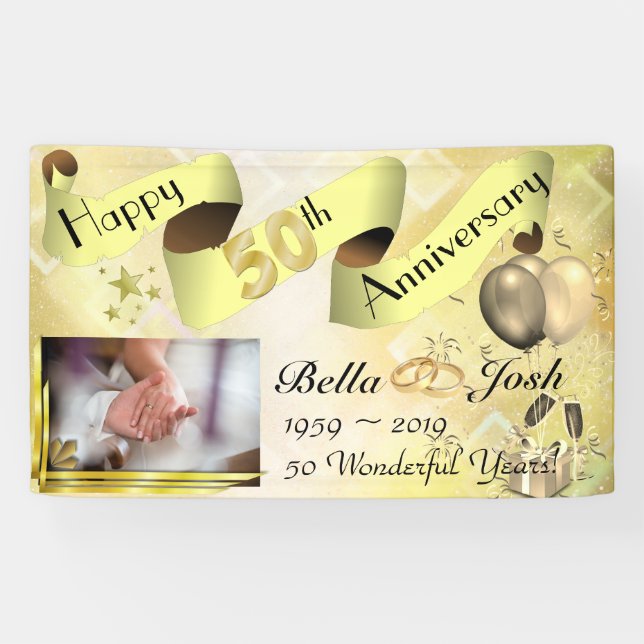 Banner zum 50. Hochzeitstag mit Foto (Horizontal)