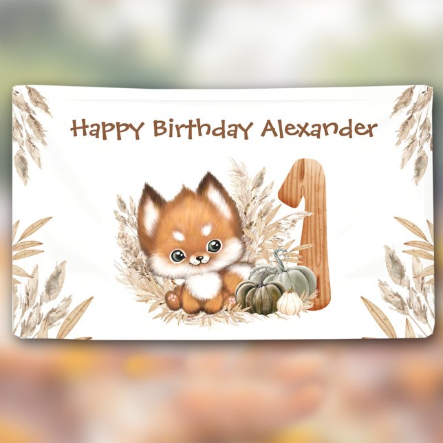 Banner zum ersten Geburtstag (First Birthday Fall Little Fox Boy Banner)