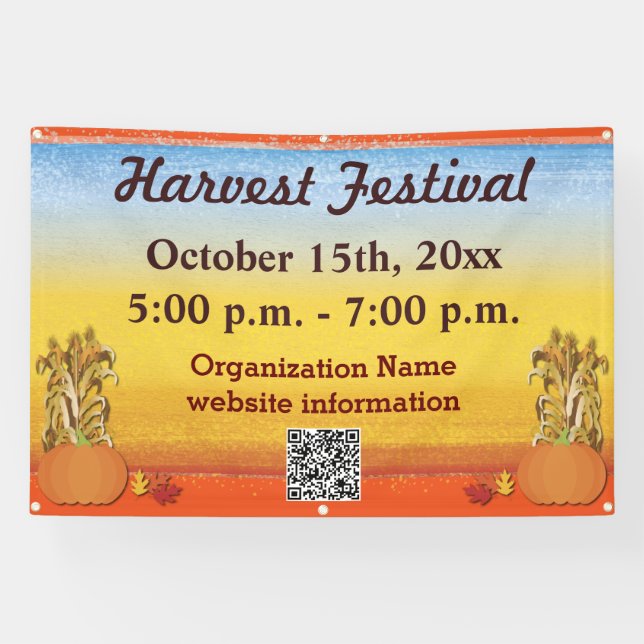 Banner zum Herbst Ernte QR Code Festival (Horizontal)