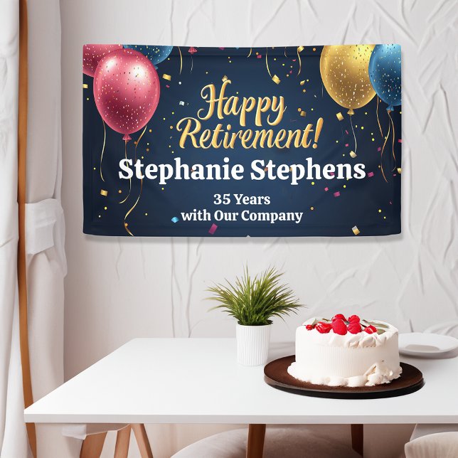 Banner zum Party für die individuelle Altersvorsor (happy retirement custom personalized party banner)