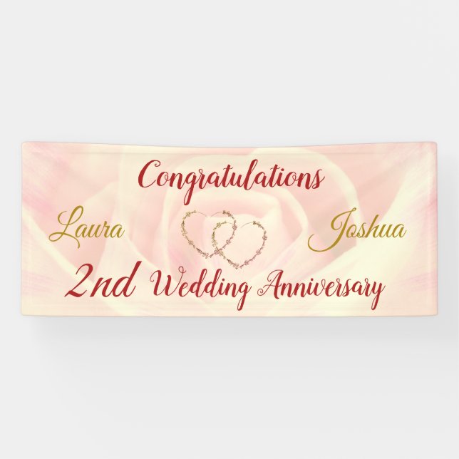 Banner zum personalisierten 2. Hochzeitstag (Horizontal)