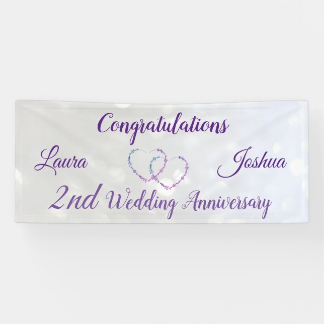 Banner zum personalisierten 2. Hochzeitstag (Horizontal)