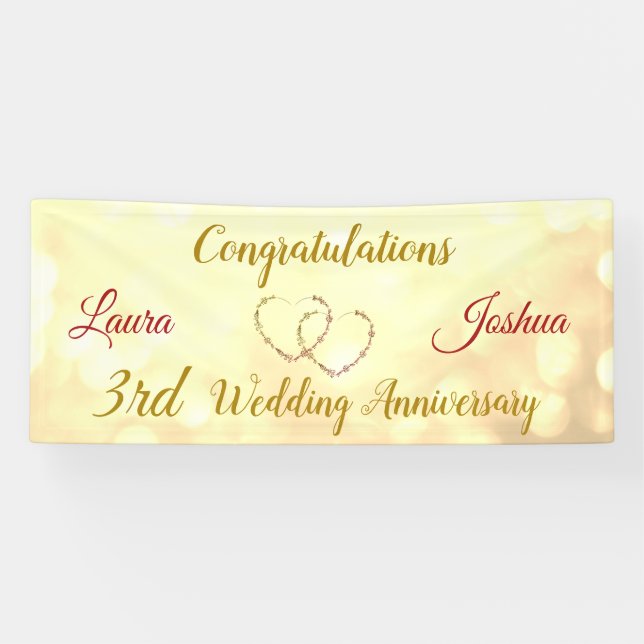Banner zum personalisierten 3. Hochzeitstag (Horizontal)