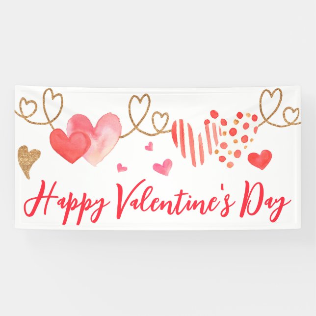 Banner zum Valentinstag von Wasserfarben (Horizontal)