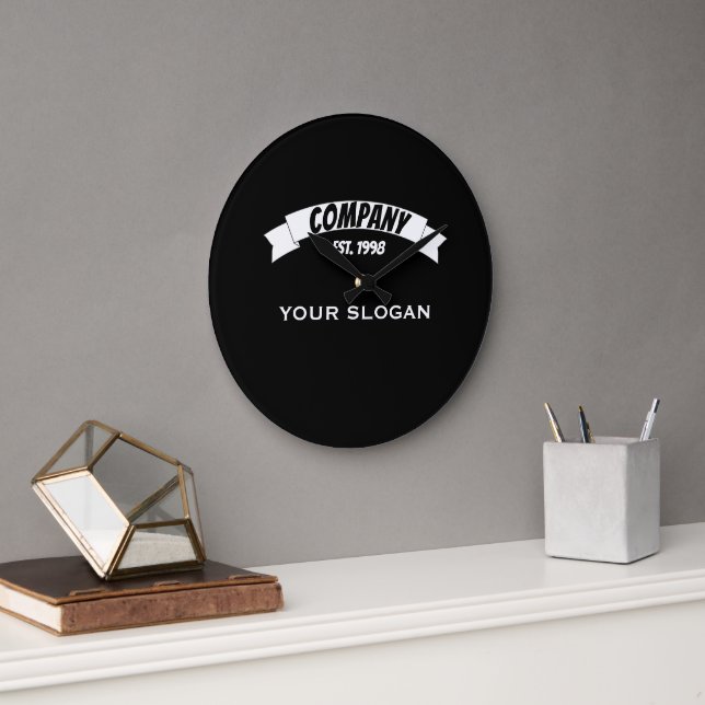 Bannerband, Firmenname Große Wanduhr (Büro)