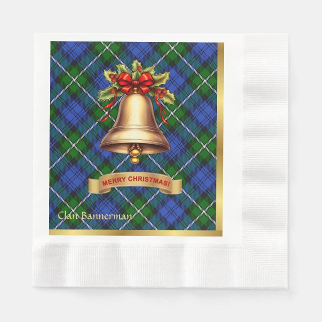 Bannerman Personalisiert Tartan Christmas Serviette (Vorderseite)