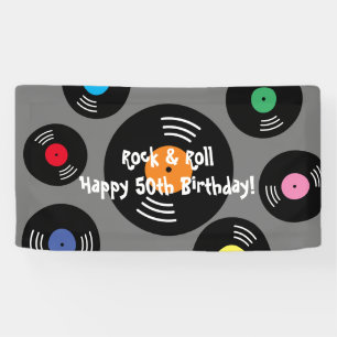 Bannerzeichen "cool Rock and Roll Birthday" Banner