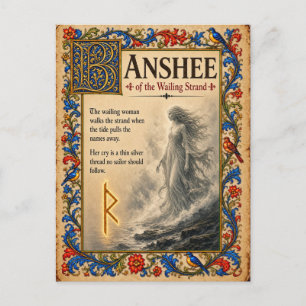 Banshee, mittelalterliche Bestiarien-Kunst Postkarte
