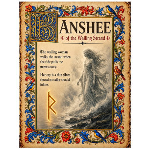 Banshee, mittelalterliche Bestiarien-Kunst Postkarte