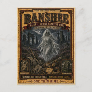 Banshee, Vintage Zirkusmonster Postkarte