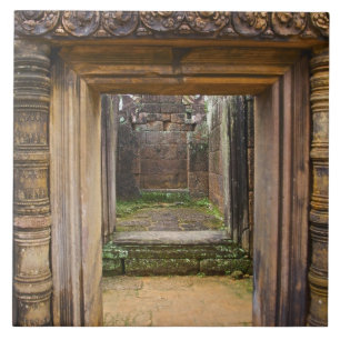 Banteay Srei Tempel, Angkor, Provinz Siem Reap, Fliese