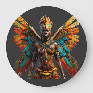 Bantu Marafiki fantasy African Fairy Große Wanduhr