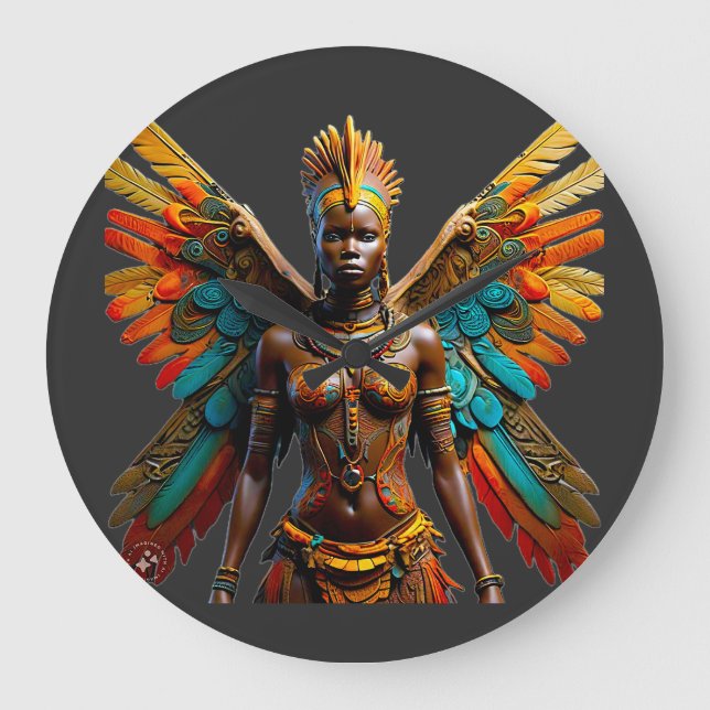 Bantu Marafiki fantasy African Fairy Große Wanduhr (Vorderseite)