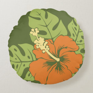 Banzai Beach Hawaiian Hibiscus Reversibel Rundes Kissen
